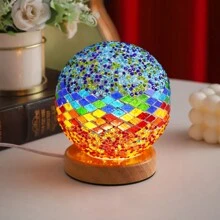 极具吸引力的马赛克地中海插入式玻璃小夜灯卧室床头氛围礼物