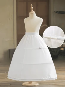 1 chiếc váy cưới cô dâu 3 lớp có gọng màu trắng cho nữ, váy phồng crinoline, váy cưới 3 vòng thanh lịch, có thể giặt tay, thích hợp làm váy cưới, váy trang trọng, khách dự tiệc cưới, biểu diễn, cosplay, phong cách Lolita, trang phục khiêu vũ mùa thu cho nữ - trắng - Xem 4