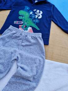 Conjunto de moletom para MENINOS com capuz estampado - Azul Marinho - Visão 2