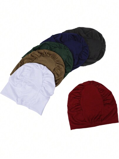 قبعة لحاف حريرية الشعور قطنية ناعمة باللون الأحادي للنساء، قبعة مرنة بدون غرز، متعددة الألوان، مقاومة للكرمشة قطعة واحدة