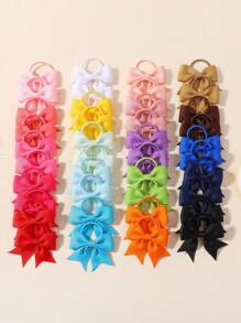 40/30/20/10pcs Random Macaron Color Bowknot Hair Clips, Holiday Party Girl Hair Accessory, Ponytail Clamp, Travel Hair Decoration, Best Gift For Baby Girls - Multicolor - View 10