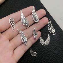 22pcs Mixed Antique Silver Angel Wings Feathers Punk Charms Angel Wing Pendants For DIY Bracelets Necklace Jewelry Making Craft Accessories