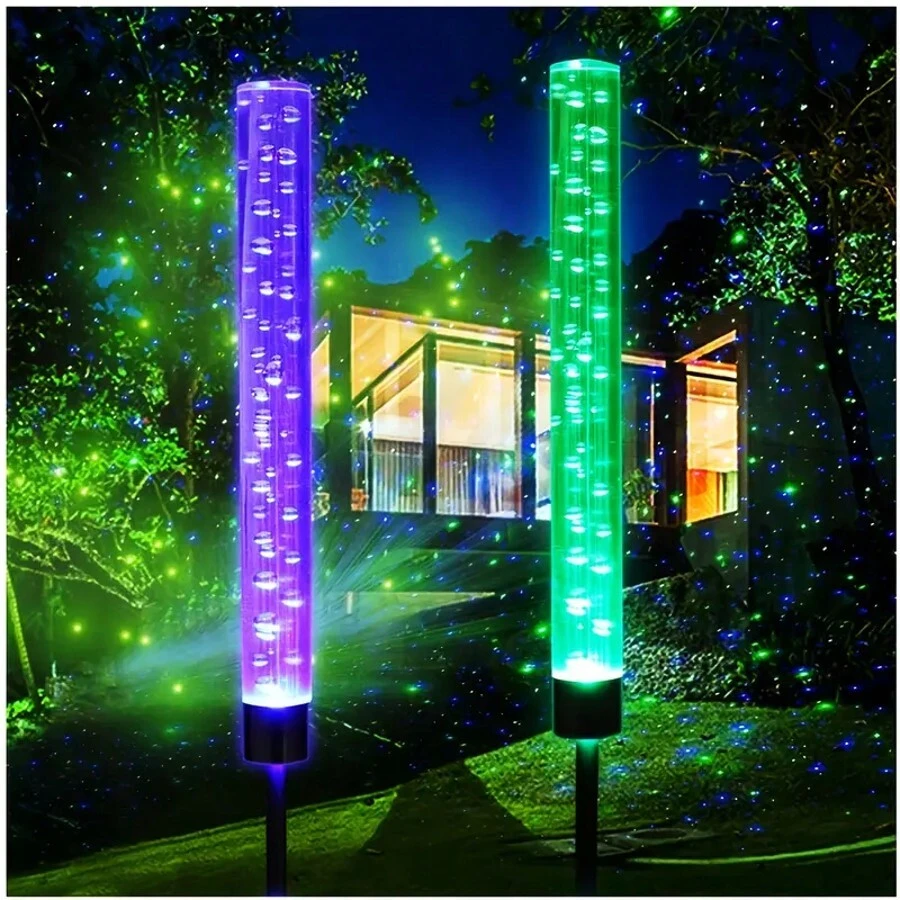 AMILL 6/4/2 Decorative Bubble Garden Stakes Lights, 7 Color Changing LED, Solar Bubble Stick Lights, Suitable For Outdoor Garden And Courtyard Decoration - 彩色 - 查看 1