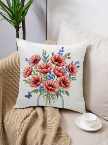 1 件/4 件春花蝴蝶字母印花涤纶枕套、装饰垫套、房间装饰、卧室装饰、沙发装饰，45x45 厘米（不含枕芯） - 彩色 - 查看 12