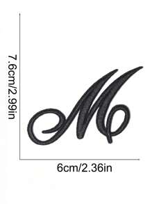 2pcs Black English Letter Embroidered Iron-On Patches, For Clothing, Backpacks, Pen Bags, Name Marking - Black - View 20