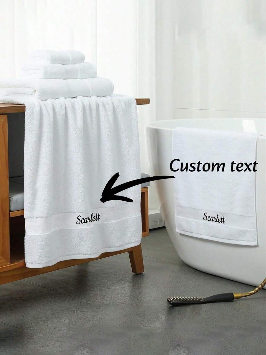 A Custom Embroidered Handkerchief/Face Towel /Bath Towel, Personalized Towels/Bath Towels, Customized Bathroom Towel/Handkerchief, Personalized Letter Handkerchief/Towel/Bathroom Towel. Suitable For Daily Holidays, Valentine's Day, Gifts Between Husband And Wifeand Father's Day Gifts