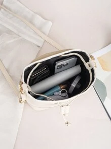Bolso de cubo con cordón para mujer, estampado a cuadros, gran capacidad, bolso de hombro y de mano, nuevo diseño de moda