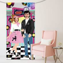 1 Piece Rock And Roll Party Banner Decoration, 50's Photography Restaurant Backdrop For Birthday, Photo Booth Prop Party Decoration
