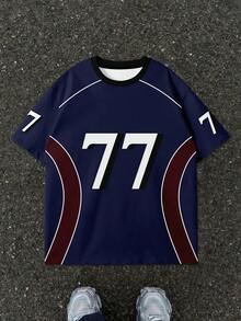 Men Casual Loose Fit Drop Shoulder Short Sleeve T-Shirt - Multicolor - View 3