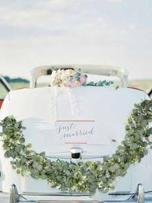 2 Pack 70.87 Inches Eucalyptus Garland With Flowers, Artificial Eucalyptus Leaves Spring Garland Fake Silver Dollar Greenery Garland Wreath Vines For Bedroom Wall Mantle Wedding Table Party Backdrop Decorations