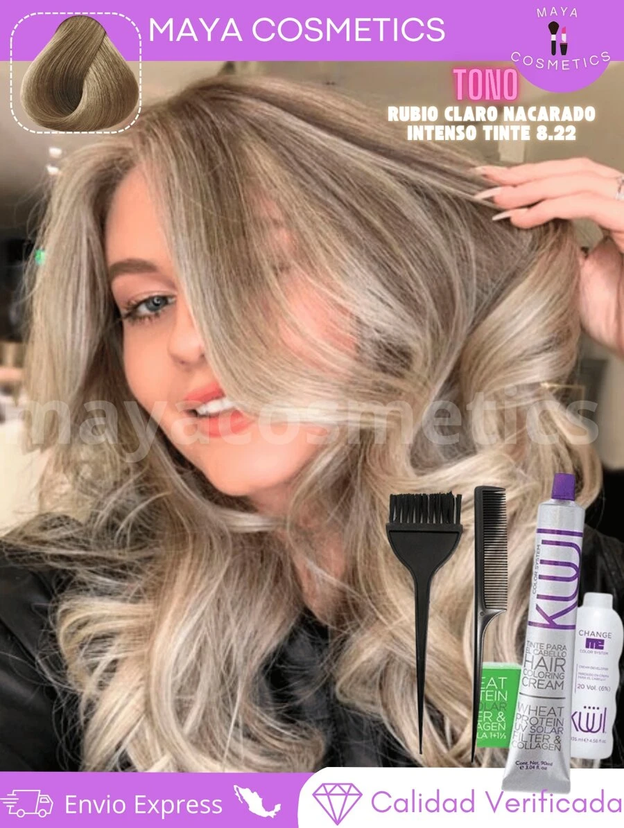 Kuul Funny Color Reflects Metallic Hair Dye Kit 90 Ml Natural + Peroxide 20 Vol - 8.22 intense pearlescent light blonde - View 1