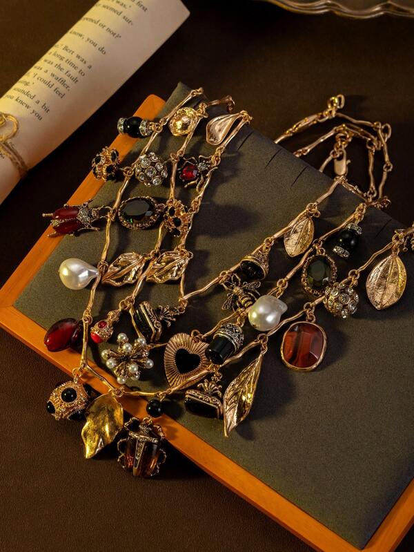 1 pieza Collar de declaración de estilo vintage multicapa, adecuado para fiestas de mujeres y ropa de playa