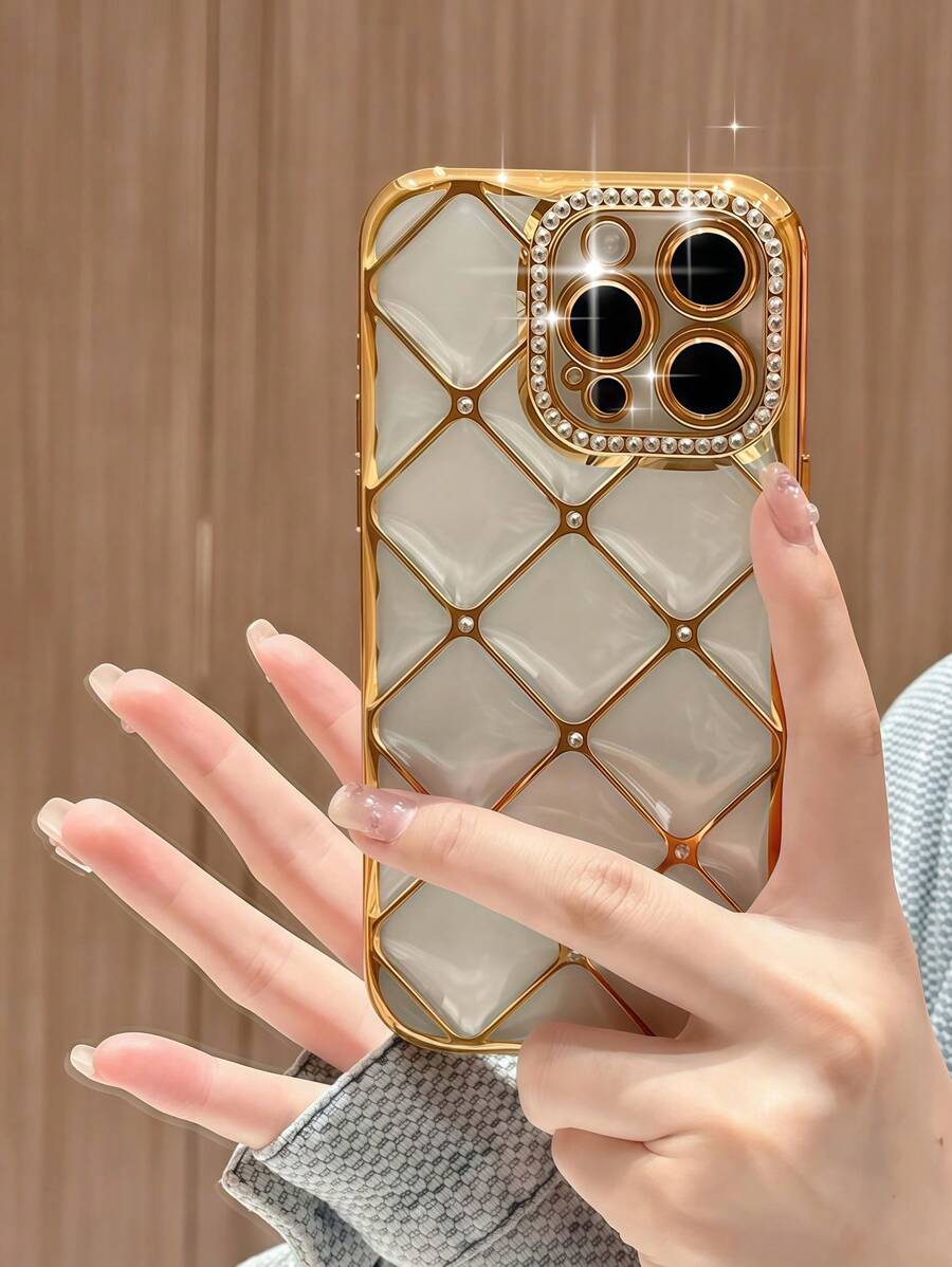 1件裝 鑽石格紋 6D 電鍍 TPU 手機殼，適用於 iPhone 17/16/XR/XS Max/11/18 Pro/11 Pro Max/12/Phone 12 Pro/11 Pro Max/12/12 Pro/12 Pro Max/13/13 Pro/13 Pro Max/14/14 Pro/16 Plus/14 Pro Max/15/15 Pro/15 Plus/15 Pro Max，保護殼
