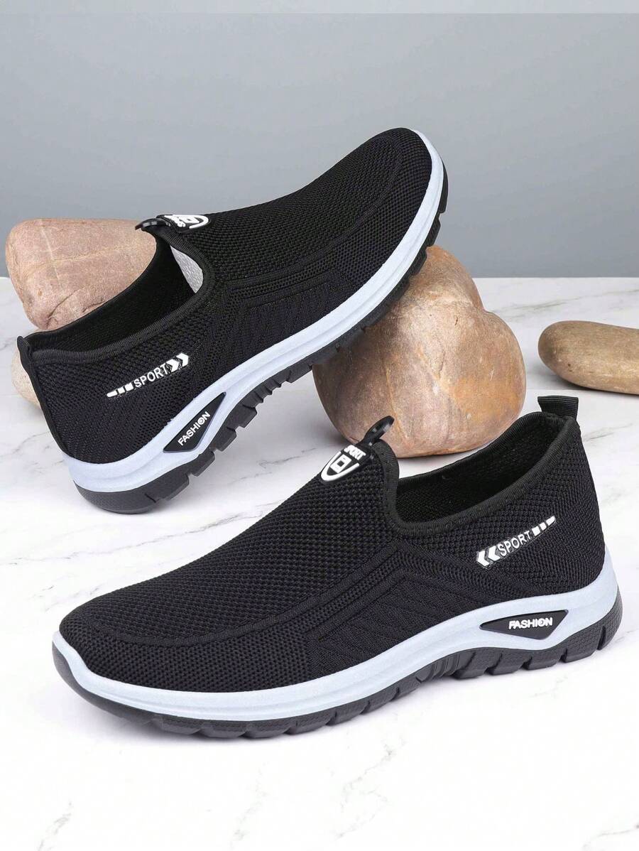 Elderly Men's Casual Sports Shoes, Breathable Mesh Upper, Lightweight One-Touch Slip On Outdoor Sneakers (Run Small By 1 Size)