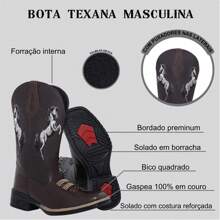 Black Horse Embroidered Cowboy Boot - Cà phê nâu - Xem 6