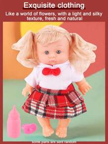Muñeca realista miniatura de 22cm para niños, muñeca de juego informal con chupete, botella y accesorios de cesta de mano, muñeca de niña realista con ropa desmontable y cabeza giratoria 360°, regalo de cumpleaños/festividad para niñas (cada muñeca viene con 1 botella + 1 chupete, las muñecas con accesorios de cesta de mano no incluyen chupete, solo botella)