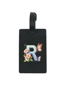 1pc Colorful Butterfly Flower A-Z Letter Pattern Black Luggage Tag, Pvc Luggage Tag, Carnival Cruise Luggage Tag, Personalized Luggage Tag, Cute Luggage Tag, Luggage Id Tag, Address Card Boarding Pass, Portable Tag, Luggage Tag, Essential For Travel And Outings Card Holder Suitcase Tag Flying College For Luggage For School Bag Anti-Lost Waterproof Double-Sided Privacy Protection Bag For School School Accessories School Stuff - Black - View 19