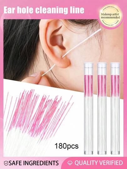 180/120/60pcs Ear Care Set, Includes 60pcs Ear Piercing Cleaning Thread, Ear Piercing Cleaner With Cleaning Stick, Removes Odor And Dirt, Suitable For Men And Women, Prevents Clogging, Home Decor For Living Room, Bedroom, Bathroom, Travel Essentials, Wedding, Party, Birthday Gifts, Gifts For Parents, Friends, New Year, Accessories, Fun Gifts, School, Back To School, Travel, Home Essentials, Ear Cleaner.