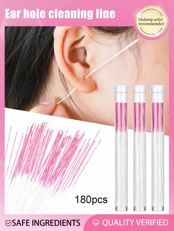 180/120/60/1 pieza Limpiador desechable para agujero de la oreja, Limpiador para el cuidado posterior a la perforación de pendientes, Herramienta de limpieza para perforación de orejas con tubo de almacenamiento