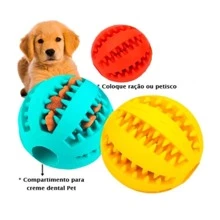 Bola Escova Mordedor Porta Petisco Pet Ball Bolinha Multifuncional Cachorro Gato Cor Aleatória