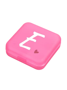 1pc Pink Love White Letter A-Z Pattern Cute And Portable Pill Box, Travel Pill Box, Large Pill Storage Device 4 Times A Day, Large Vitamin Daily Medication Storage Device, Large Pill Container, Medication Dispenser (Pink) - Perfect For Organizing Medication Anytime, Anywhere