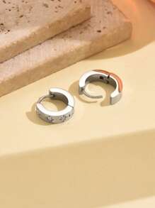 1 Pair Minimalist Fashion Rhinestone Star Hoop Earrings, Versatile Daily Wear Earring Gift For Girlfriend - Diamond Star Earrings - View 10