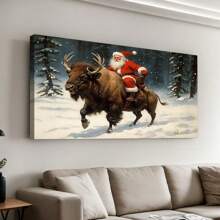 Framed Christmas Reindeer Canvas Wall Art Christmas Mural Wall Decor Christmas Reindeer Wall Art Christmas Reindeer Picture Art Poster Vintage Winter Holiday Poster Painting Christmas Gift Holiday Wall Decor