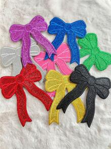 彩色闪光刺绣熨烫蝴蝶结补丁，情人节闪亮蝴蝶结补丁，适用于卡车司机帽、牛仔裤、衬衫、夹克和包包，可爱的 DIY 服装配饰装饰补丁