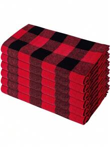 2/6/12 piezas Servilletas de poliéster a cuadros modernos de Halloween y Navidad, adecuadas para restaurante, cocina, cafetería, fiesta festiva, decoración de mesa de comedor, decoración del hogar diaria