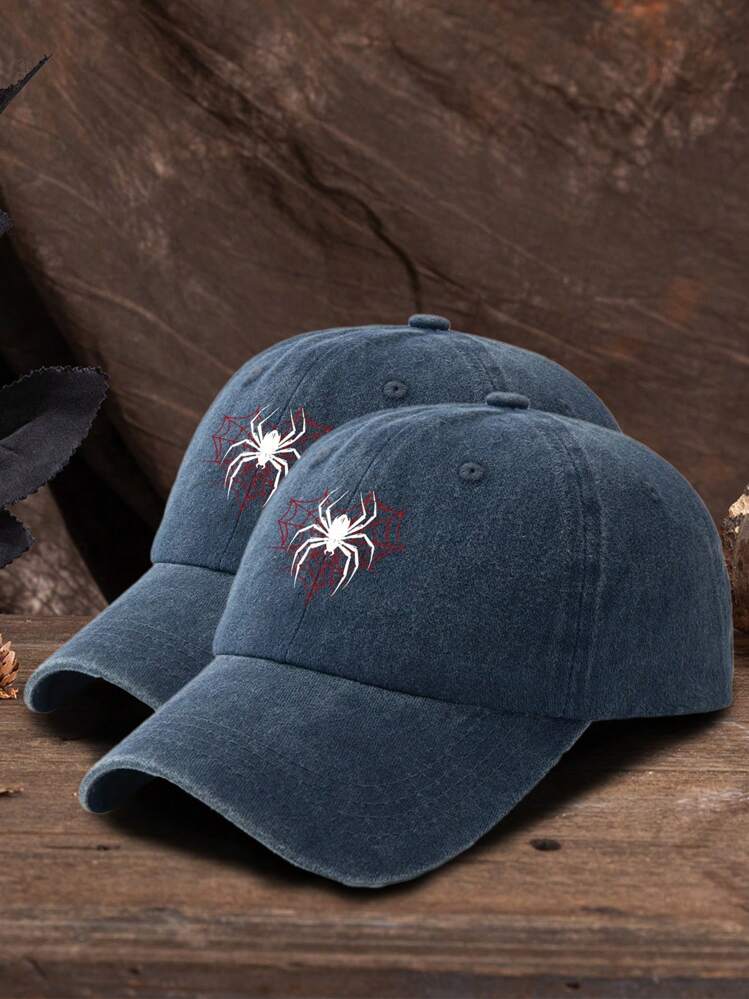 1 pieza Gorra de béisbol unisex ajustable para uso casual al aire libre con estampado gráfico de tela de araña, suave y adecuada para todas las estaciones - gorra de béisbol lavada - Añade 21