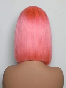 Parrucche corte a caschetto rosa in capelli umani lisci senza colla, parrucche con frondale in pizzo trasparente 13x4, parrucche in capelli umani remy lisci