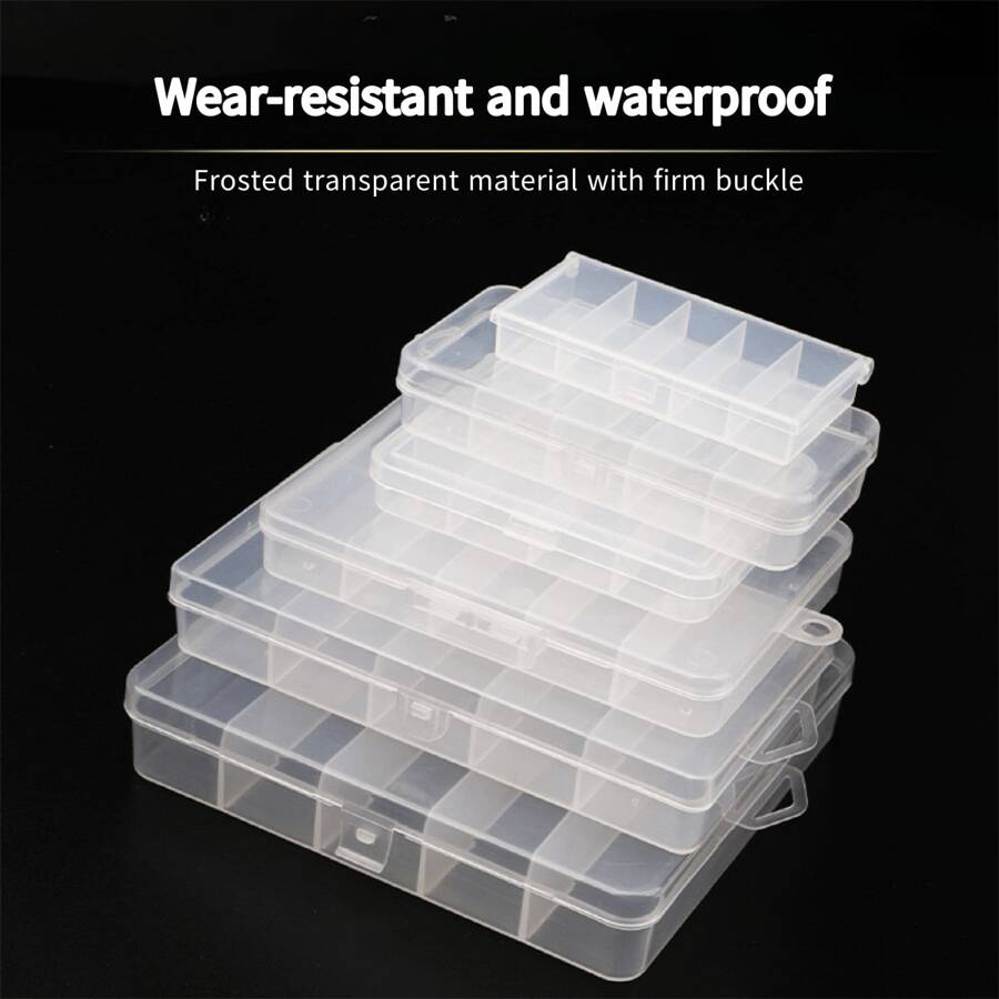 1PC路亚五格盒路亚饵盒透明塑料饵盒钓盒黑色透明大中小五格盒