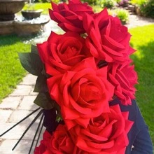 1pc Handcrafted 12.99" Diameter Giant Rose, 49.6" Length, Velvet Material Faux Rose Flower Bouquet, Wedding Decor, Photography Prop,Halloween Decor Home Decor Halloween Decor Fall Decor Room Decor