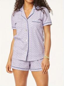 Women Pajamas Set 2 Pieces Loungewear Suits Short Sleeve Shirts Tops And Shorts Sleepwear Outfits