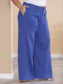 Plus Size Wide Leg Pants Tailored Fabric New Fashion - Màu xanh hải quân - Xem 5