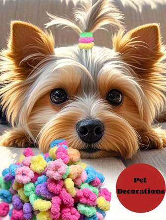20/50pcs Cute Pet Essentials Small And Medium Pet Candy Color Hair Bands, Diversity Decorations, Dress Up A Beautiful Pet Essentials, Pet Supplies, Pet Decorations, Pet Hair Jewelry