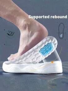 1 Pair Silica Gel Shock Absorption Cushion Insoles, Breathable Comfort For Casual And Basketball Sneakers