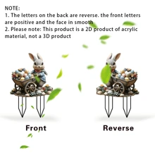 1 件，亚克力兔子推复活节彩蛋花园卡，2D 奇幻主题户外艺术装饰，适用于盆栽、花盆、草坪装饰，复活节的完美选择