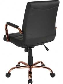 Furniture Silla de Oficina con Respaldo Medio - Silla de Escritorio Ejecutiva de Polipiel Blanco – Silla de Ordenador con Base Cromada y Reposabrazos
