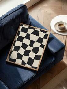 1 幅帆布海报、格子墙面艺术、时尚 70 年代墙面艺术、花卉艺术海报、复古格子海报、波浪格子海报客厅墙面艺术、卧室墙面装饰、家居装饰房间装饰无框﻿ - 彩色 - 查看 4