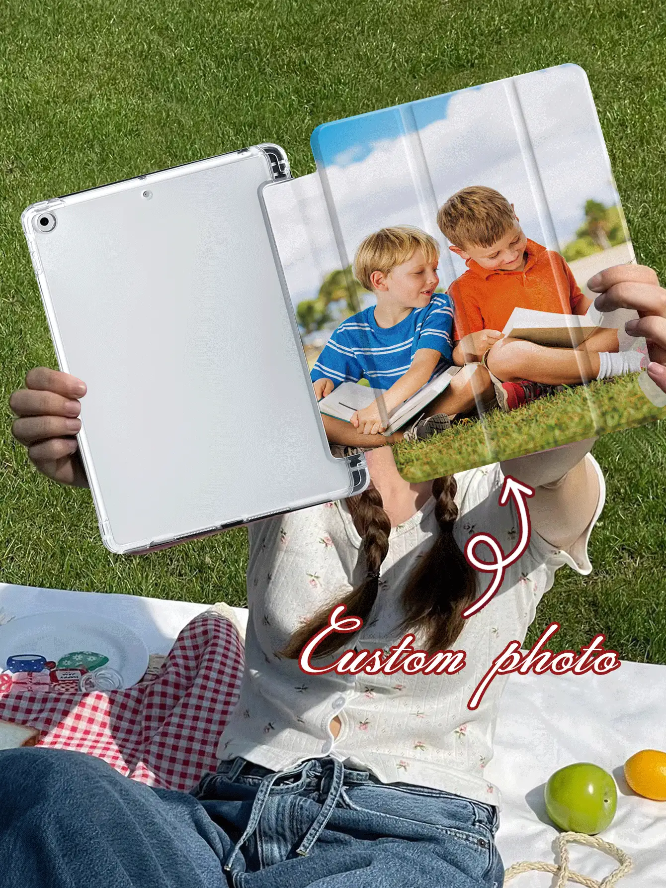 Personalisierte Schutzhülle für iPad 10. Generation, personalisierter Ledercase kompatibel mit iPad 7/8/9. Generation 10,2 Zoll, Galaxy Tab S7/S8 11 Zoll, Tab A7 Lite 8,7 Zoll, selbst gestaltete Tablet-Schutzhülle, schlicht, witzig, personalisiert, einzigartig, maßgeschneidert, ideales Geschenk für ihn, ideales Geschenk für sie, Freund, Freundin, Familie, Freunde, Großeltern, Paar, zum Geburtstag - Verschiedenfarbig - Übersicht 2