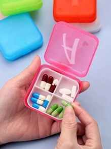 1pc Pink Love White Letter A-Z Pattern Cute And Portable Pill Box, Travel Pill Box, Large Pill Storage Device 4 Times A Day, Large Vitamin Daily Medication Storage Device, Large Pill Container, Medication Dispenser (Pink) - Perfect For Organizing Medication Anytime, Anywhere