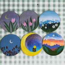 2 块天然原木圆片，6-7 英寸木环，大木板，适用于婚礼中心装饰和 DIY 绘画工艺品 - 原木色 - 查看 4