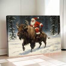 Framed Christmas Reindeer Canvas Wall Art Christmas Mural Wall Decor Christmas Reindeer Wall Art Christmas Reindeer Picture Art Poster Vintage Winter Holiday Poster Painting Christmas Gift Holiday Wall Decor