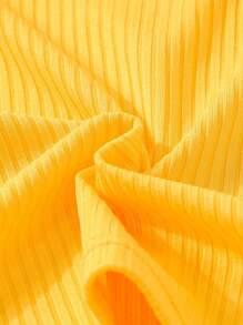 2pcs Baby Girls Casual Bow Ribbed Tee And Sunflower Printed Shorts Set - Yellow - View 6