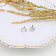 Pendientes de plata de ley 925 con diseño creativo de semicírculo cuadrado, accesorios de pendientes elegantes, vintage y versátiles para mujer