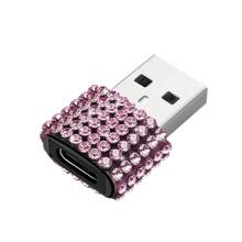 A1pcs 闪亮奢华水晶汽车 USB 转 Type-C 适配器，可充电和传输数据，适用于车载充电器、移动电源和电脑充电和传输数据，Type-C 音频插孔转换器，迷你设计，便于携带，金属材质，耐用时尚 - 彩色 - 查看 21