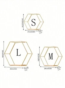3 Peças/1 Peça Prateleira de Parede Hexagonal Dourada, Decoração de Parede de Móveis, Estante de Armazenamento, Suporte para Exposição de Livros, Estante de Armazenamento de Metal