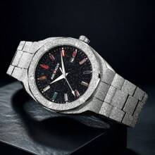 1pc Luxury Men's Quartz Wrist Watch With Unique Starry Design, Multifunction, Luminous Date Display - Multicolor - View 5