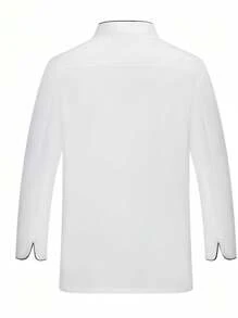 New Custom Long Sleeve Chef Uniforms For Men, Autumn/Winter, High-End, For Hotel Kitchens, Western Restaurants, Bakeries, Coffee Shops, Flower Shops, Bookstores, Fast Food Restaurants. Clean And Neat Design, Simple And Elegant, Comfortable And Breathable - White - View 6